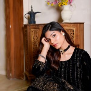 Sadaf Velvet Embroidered Suit